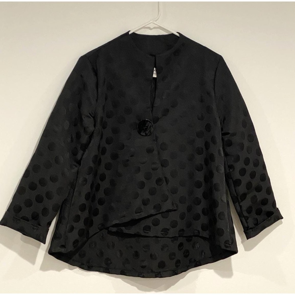 Vintage All Hours Women's Blazer Black Single Button Polk-a-dot Size Small